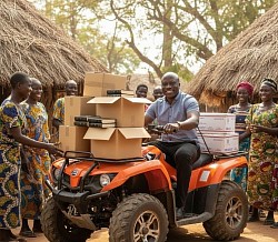 Parfois la location d’un engins pour transporter des colis des Bibles vers des petits villages